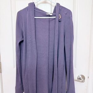 tentree Purple Waffle Knit Hooded Cardigan (Open Front) – XS